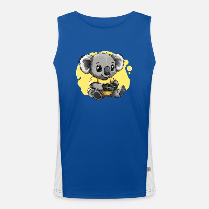 Gamer Koala mit Controller Funktionelles Kontrast-Tank Top für Männer 