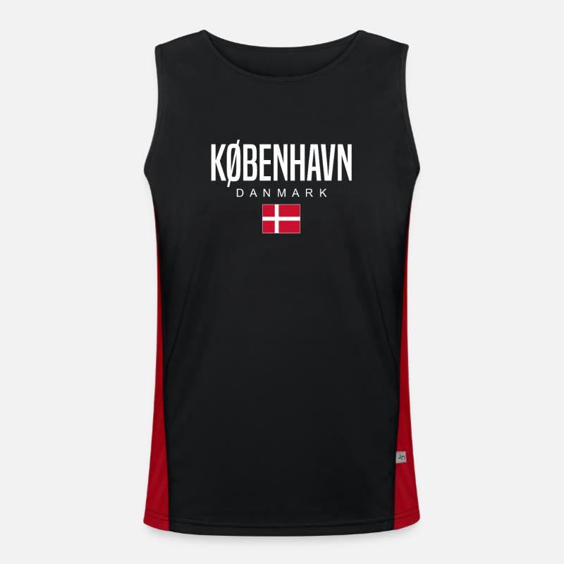 Copenaghen, Danimarca - Canotta sportiva da uomo in contrasto cromatico  - nero/rosso