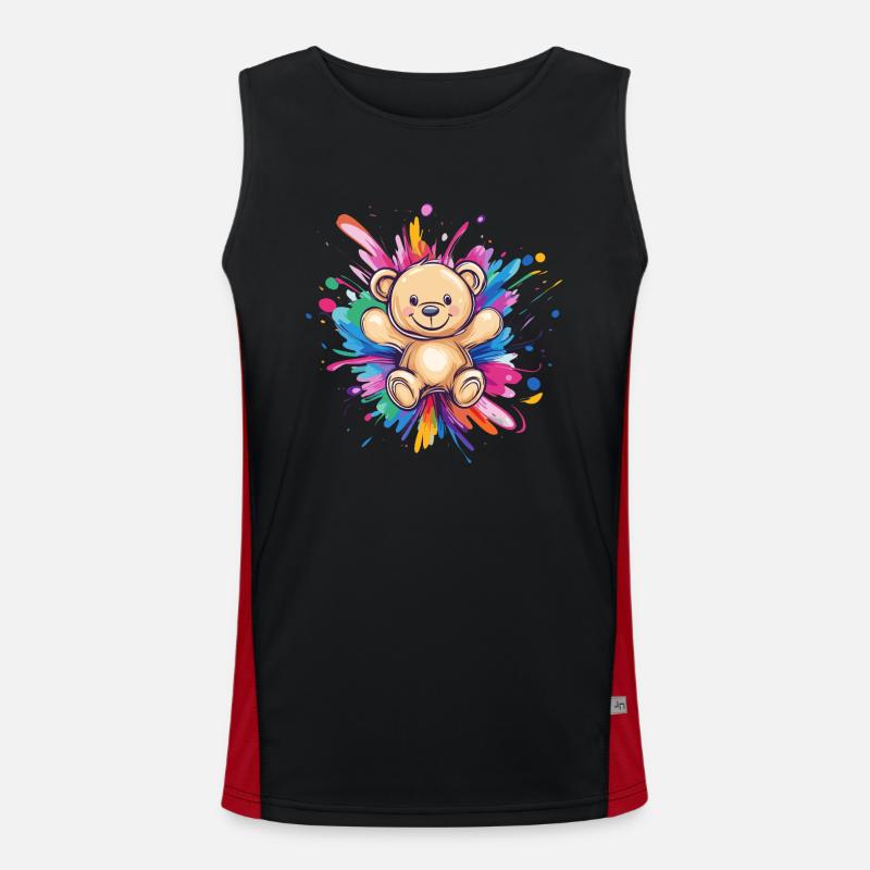 Teddybär Farbexplosion Funktionelles Kontrast-Tank Top für Männer 