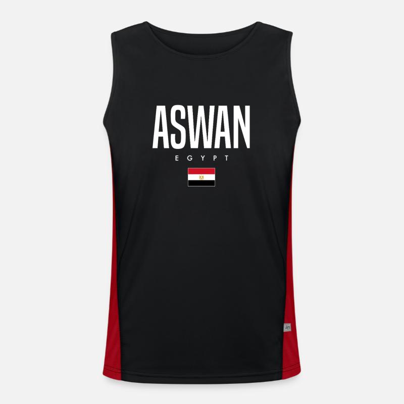 Aswan, Egypt - Men's Functional Contrast Tank Top  - black/red