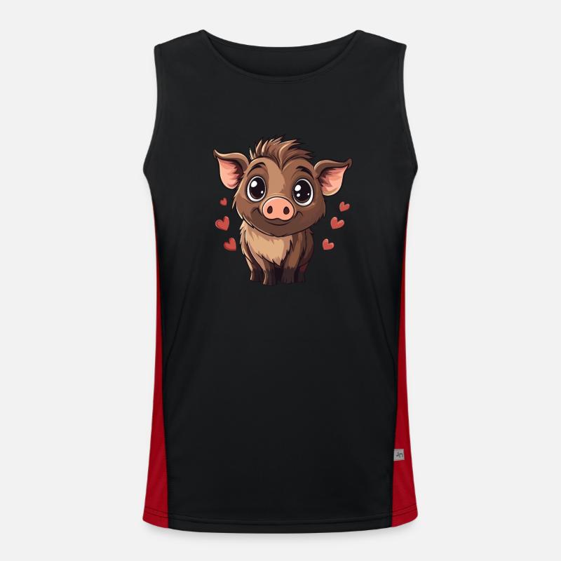 Wildschwein mit Herzchen Funktionelles Kontrast-Tank Top für Männer 