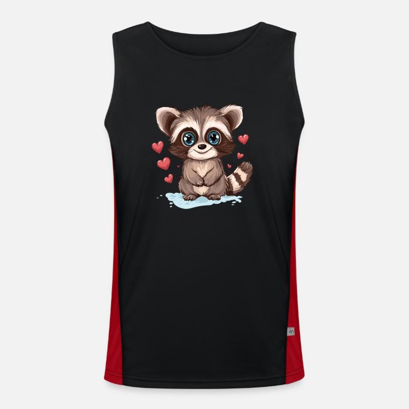 Waschbär mit Herzchen Funktionelles Kontrast-Tank Top für Männer 