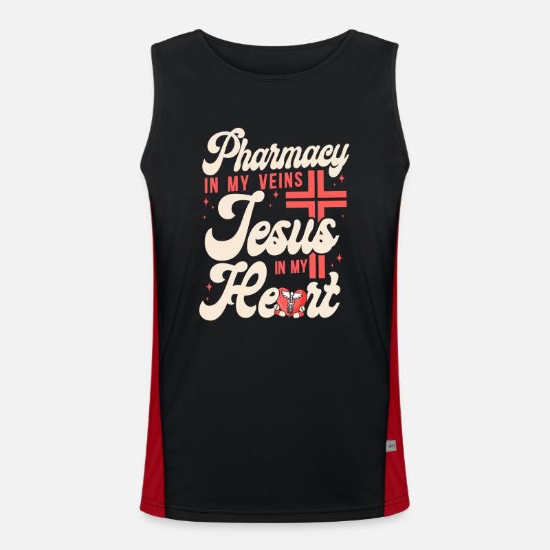 Pharmacy Tech Technician - Men's Functional Contrast Tank Top  - black/red