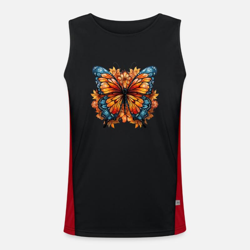 Butterfly with flowers Men's Functional Contrast Tank Top 