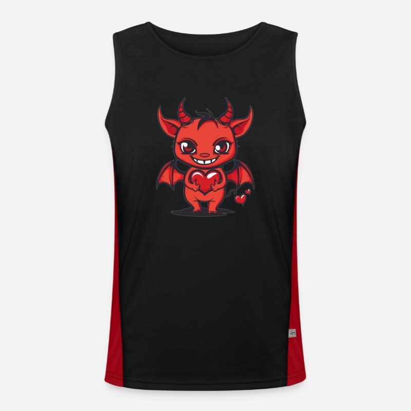 Teufelchen mit Herz Funktionelles Kontrast-Tank Top für Männer 