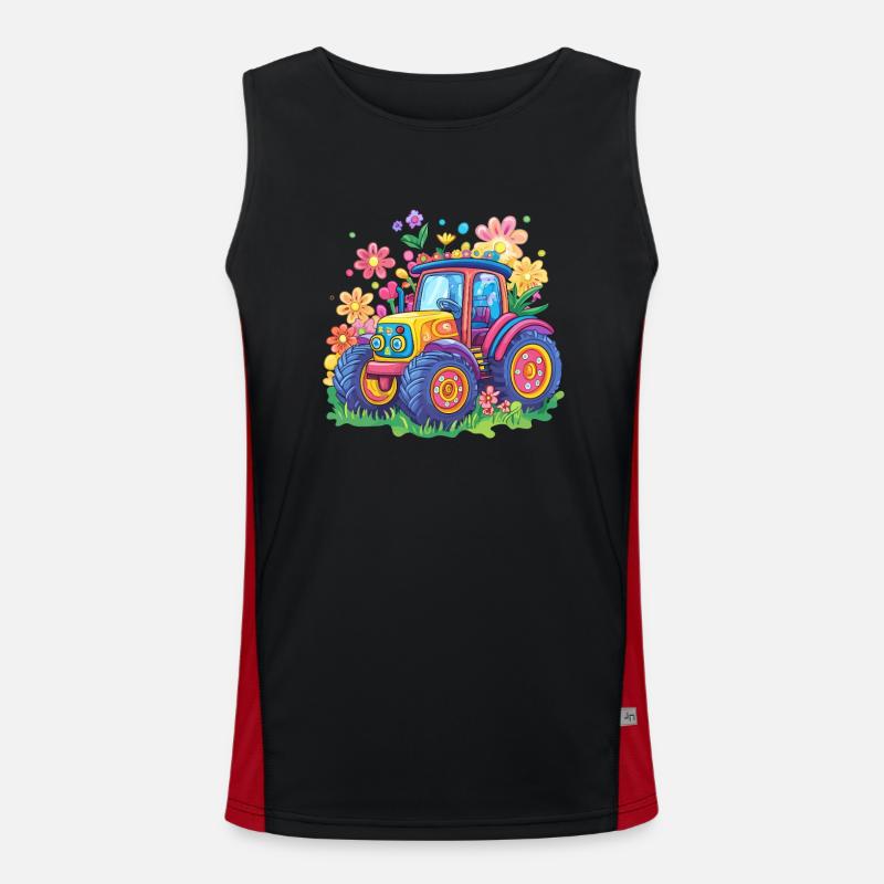 Bunter Blumentraktor Funktionelles Kontrast-Tank Top für Männer 