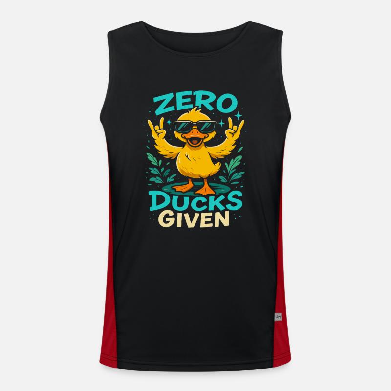 Zero Ducks Given Enten-Motiv Spaß Funktionelles Kontrast-Tank Top für Männer 