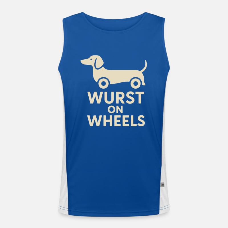 Wurst On Wheels Lustiger Dackel Funktionelles Kontrast-Tank Top für Männer 