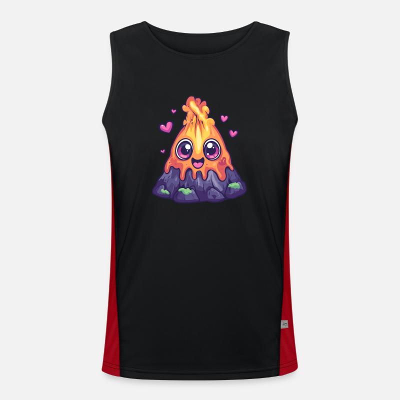 Vulkan mit Herzchen Funktionelles Kontrast-Tank Top für Männer 