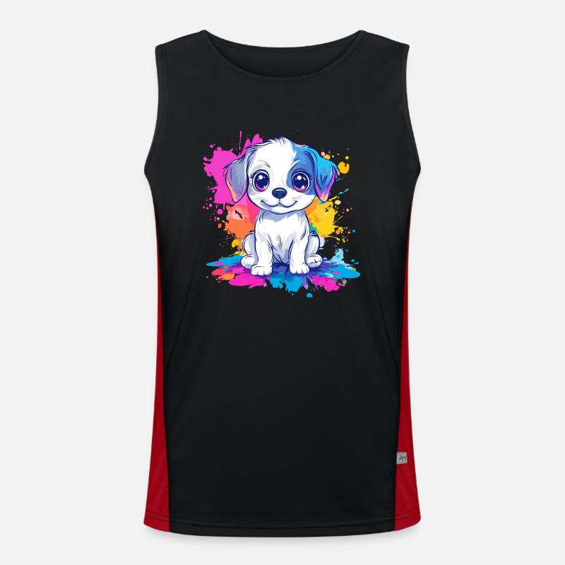 Puppy on paint splash Men's Functional Contrast Tank Top 
