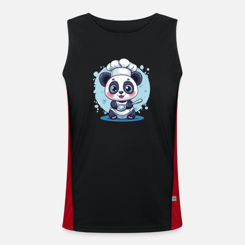 Panda with chef's hat - Men's Functional Contrast Tank Top  - black/red