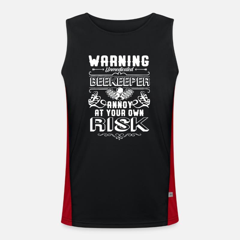 Beekeeper Beekeeper Warning - Men's Functional Contrast Tank Top  - black/red