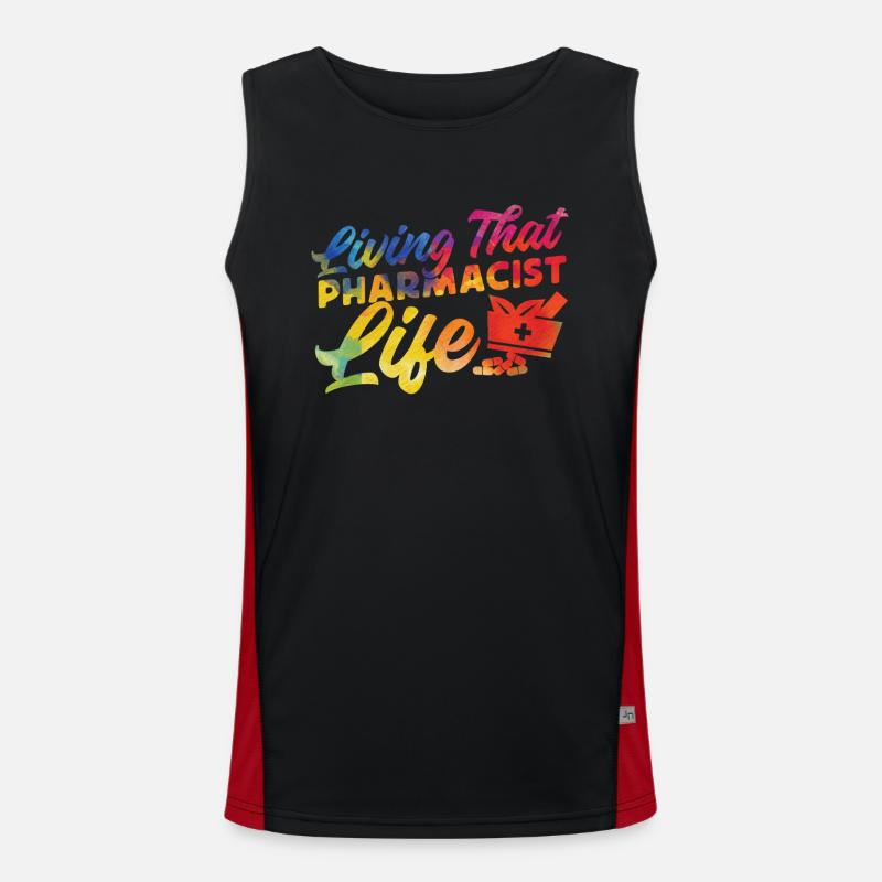 Pharmacy Tech Technician - Men's Functional Contrast Tank Top  - black/red