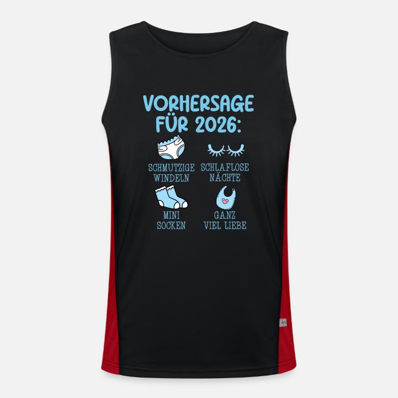 Werdende Mutter 2026 VORHERSAGE Lustiges Funktionelles Kontrast-Tank Top für Männer 