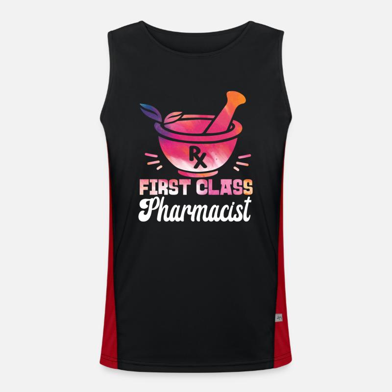 Pharmacy Tech Technician - Men's Functional Contrast Tank Top  - black/red