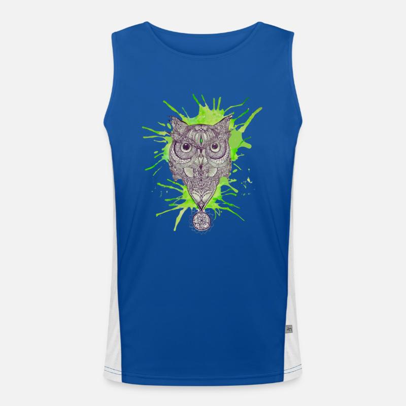 Mandala-Eule - Platsch Funktionelles Kontrast-Tank Top für Männer 