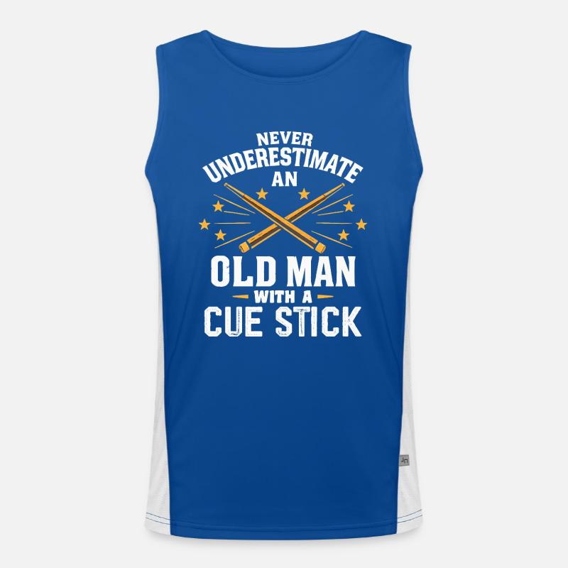 Unterschätze niemals einen alten Mann mit einem Queue Funktionelles Kontrast-Tank Top für Männer 