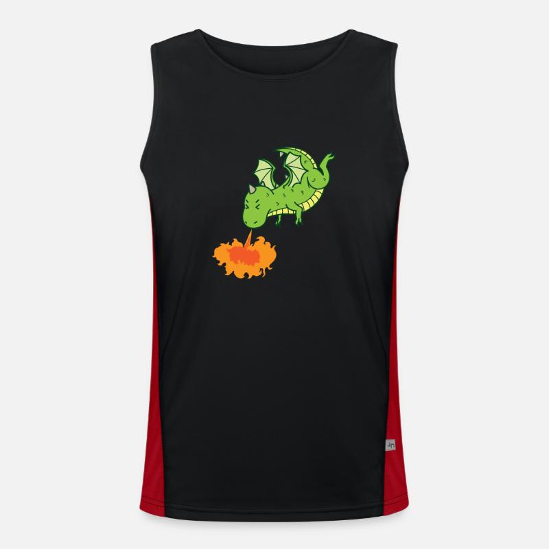 Dragon spits fire Mythical creatures Fairy tale Men's Functional Contrast Tank Top 