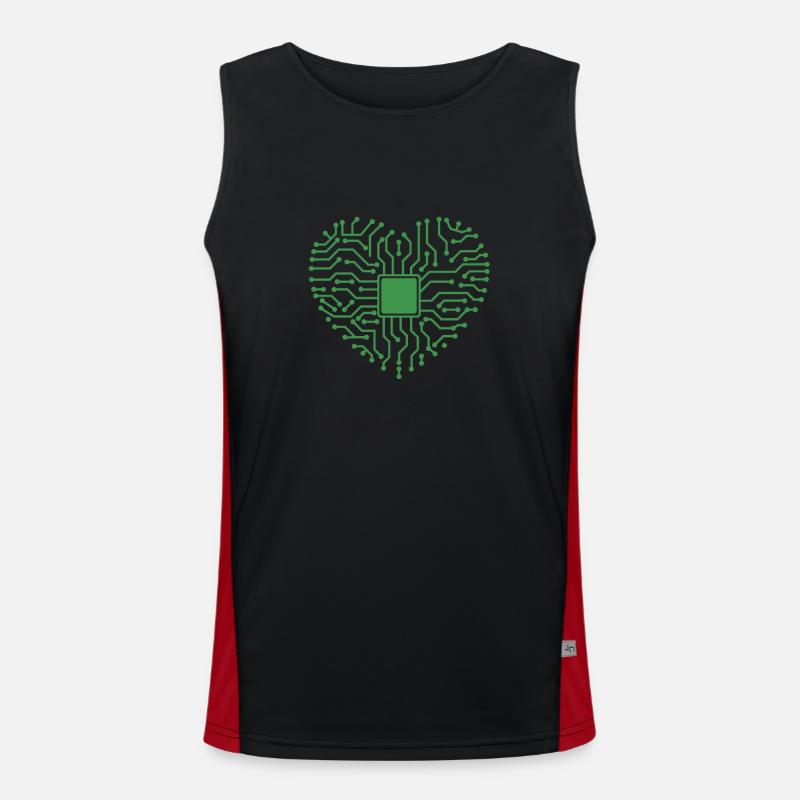 Herz aus Elektronik Beruf Technik Strom Funktionelles Kontrast-Tank Top für Männer 