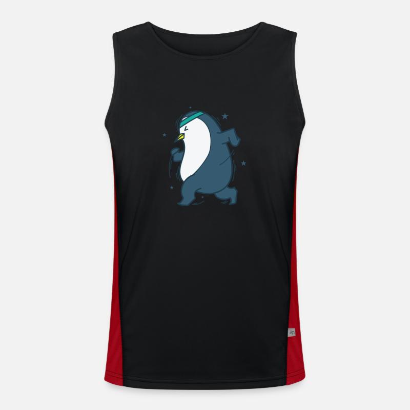 Pinguïn gaat joggen Antarctica dier Functionele contrasterende tanktop voor mannen 