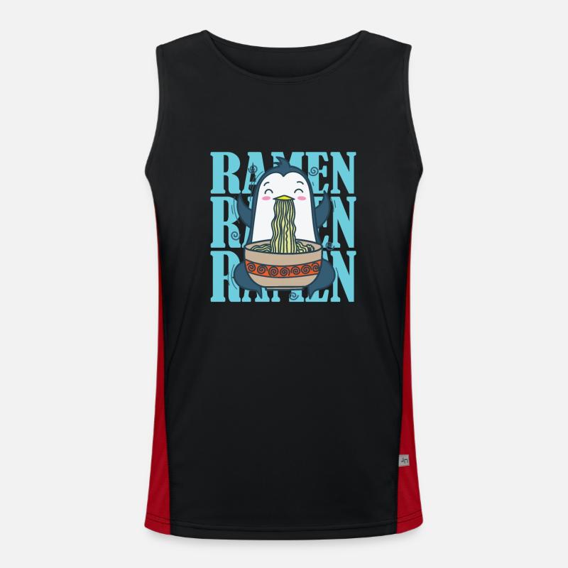 Pinguin mit Ramen Nudeln Antarktis Vogel Funktionelles Kontrast-Tank Top für Männer 