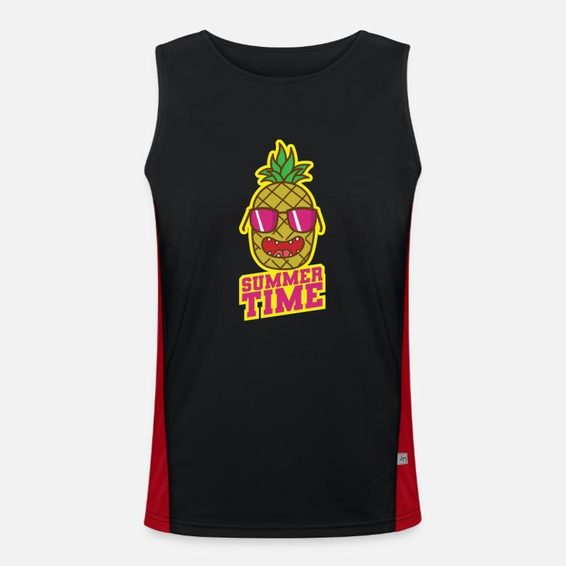 Summer Time Pineapple Tropical Sweet Fruit Men's Functional Contrast Tank Top 