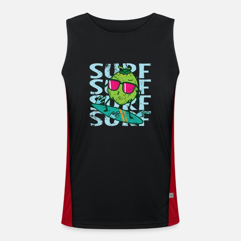 Surf Surf Surf Coconut Palm Exotic Men's Functional Contrast Tank Top 