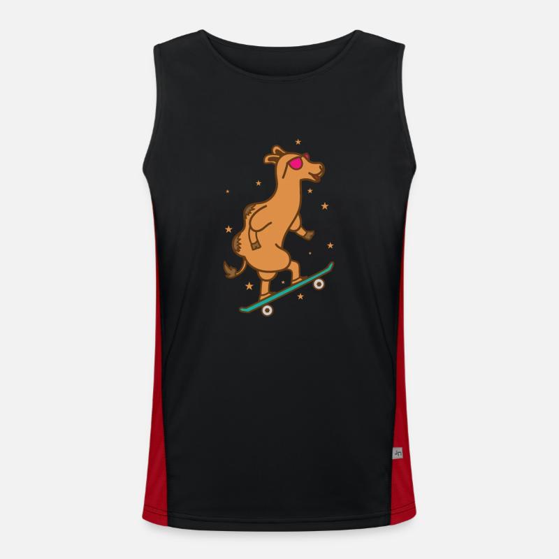 Kamel auf dem Skateboard Dromedar Funktionelles Kontrast-Tank Top für Männer 