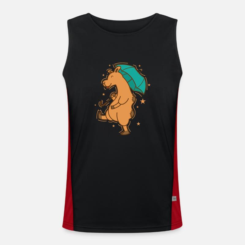 Kamel mit Regenschirm Dromedar Karawane Funktionelles Kontrast-Tank Top für Männer 