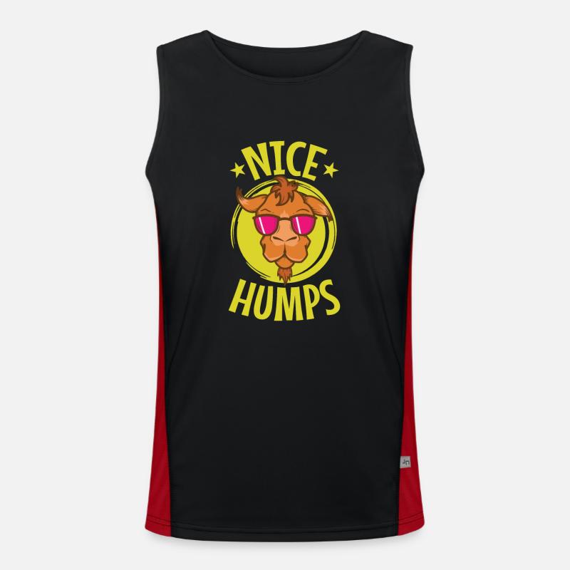 nice humps cool camel dromedary - Men's Functional Contrast Tank Top  - black/red