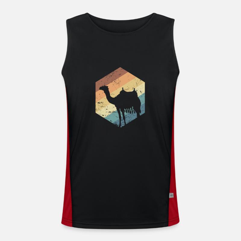 Kamel Dromedar Karawane Höcker Wüste Funktionelles Kontrast-Tank Top für Männer 
