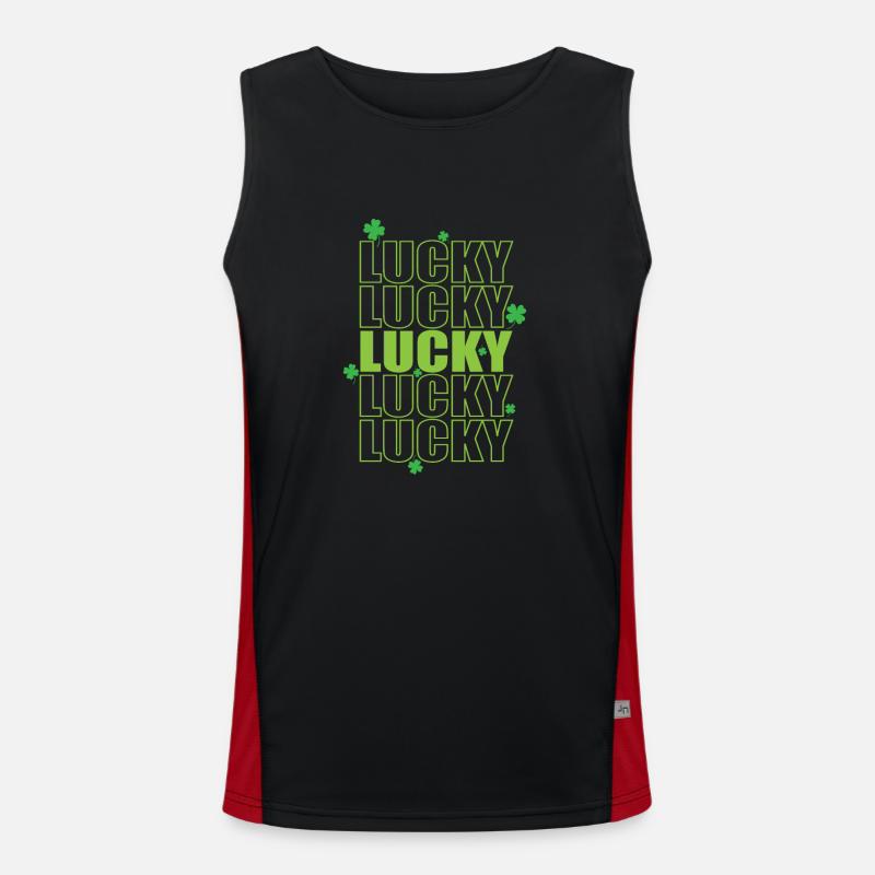 Lucky St. Patrick's Day custom - Men's Functional Contrast Tank Top  - black/red
