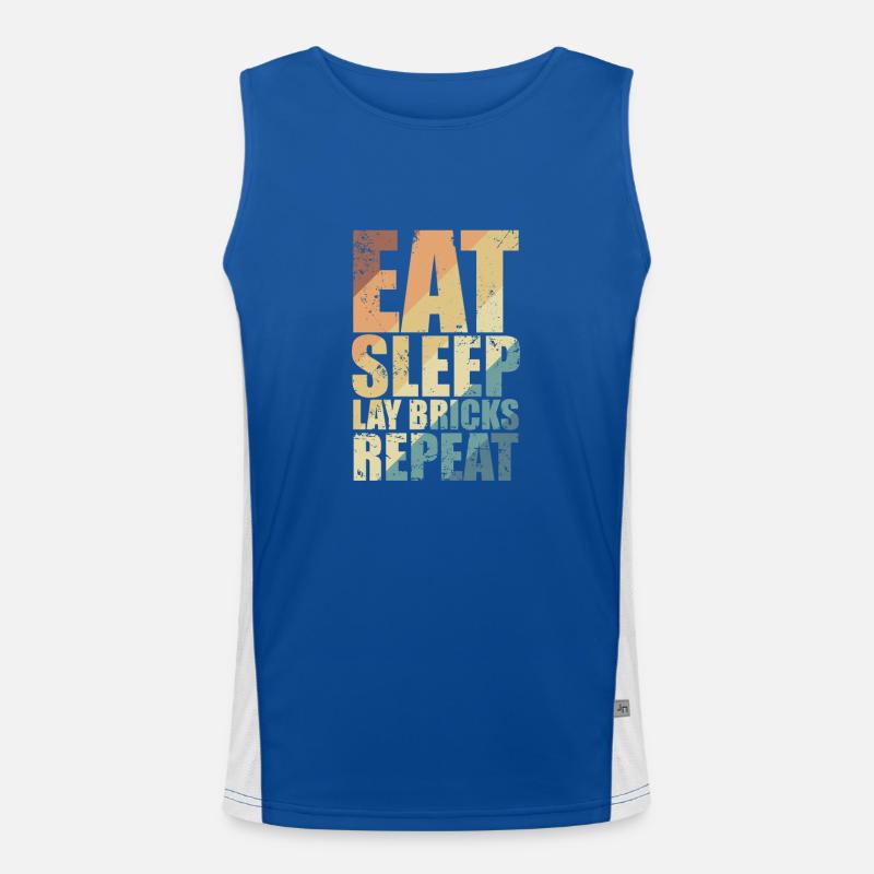 Eat Sleep Lay Bricks Repeat Craftsman Profession Men's Functional Contrast Tank Top 