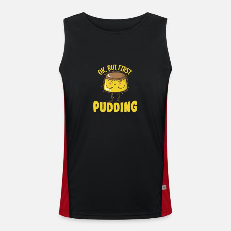 I run because i really Like Pudding Dessert Funktionelles Kontrast-Tank Top für Männer 