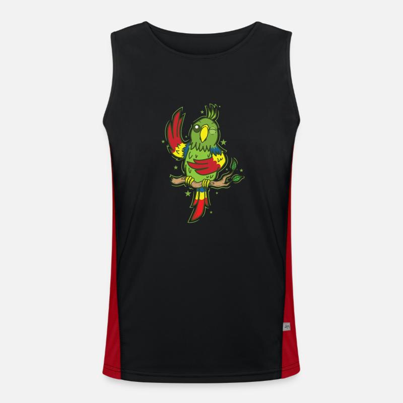 Parrot Waving Animal Talking Bird Men's Functional Contrast Tank Top 