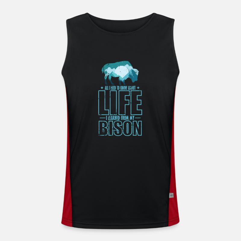 All I know about Life I Learned from my Bison Funktionelles Kontrast-Tank Top für Männer 