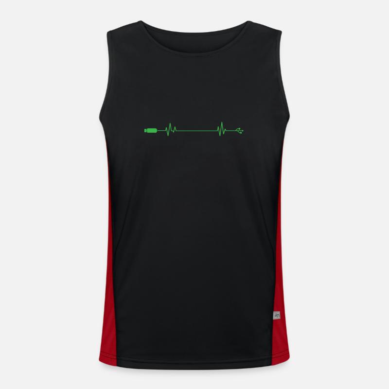 USB Stick Heartbeat Line Memory Module Men's Functional Contrast Tank Top 