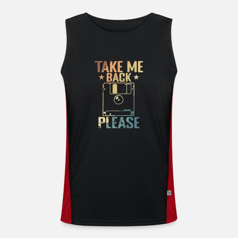 Take me back Please Floppy Disk Retro Storage Module Men's Functional Contrast Tank Top 