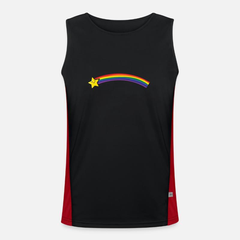 colorful LGBTQ shooting star outer space Men's Functional Contrast Tank Top 