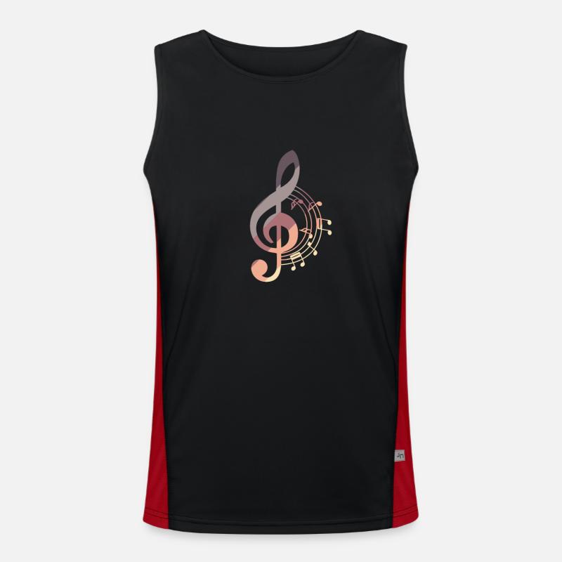 Clef Music with Harmony - Men's Functional Contrast Tank Top  - black/red