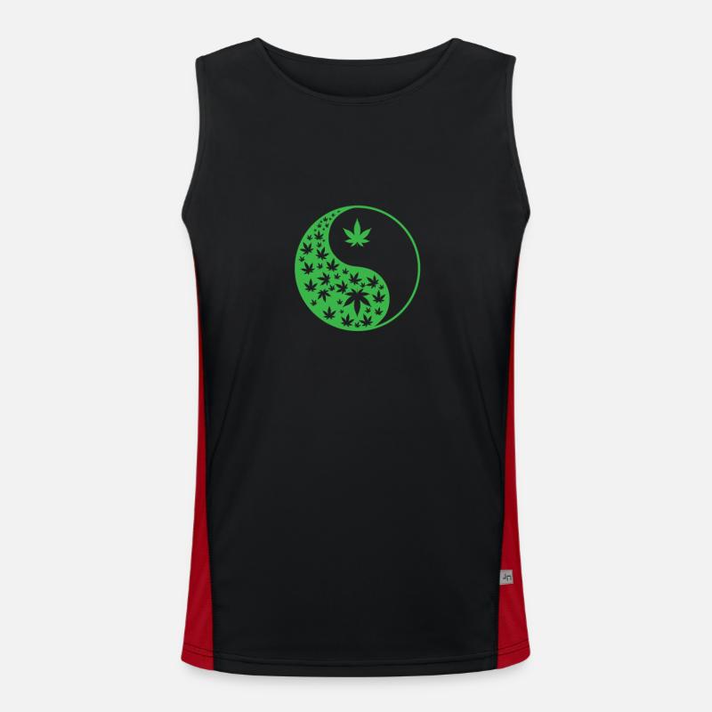 Marijuana Yin and Yang Symbol Men's Functional Contrast Tank Top 