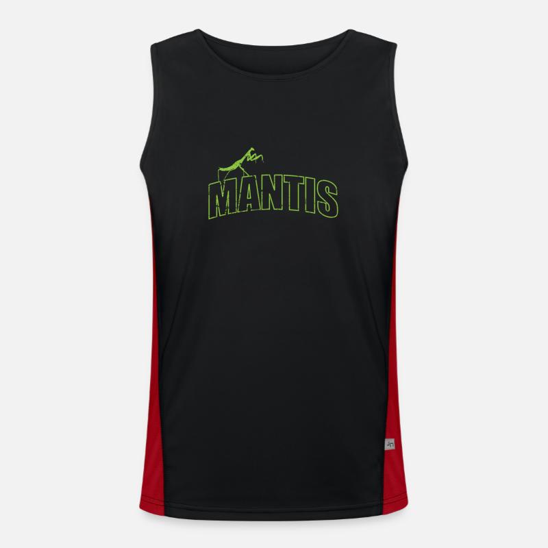 Mantis insect on the script - Men's Functional Contrast Tank Top  - black/red