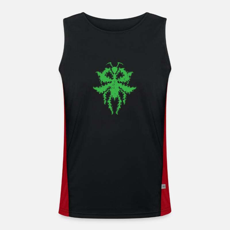 Pattern in praying mantis shape - Men's Functional Contrast Tank Top  - black/red