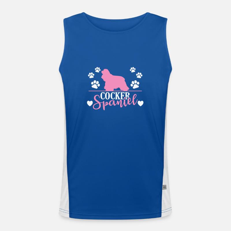 Cocker Spaniel mit Pfotenabdruck Funktionelles Kontrast-Tank Top für Männer 