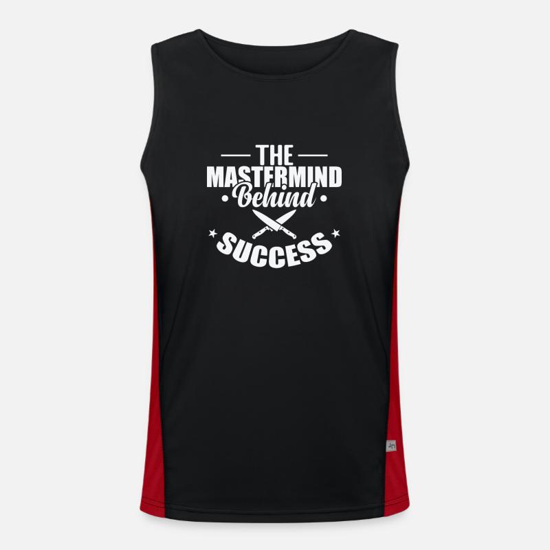 The Mastermind Behind Success - Men's Functional Contrast Tank Top - black/red
