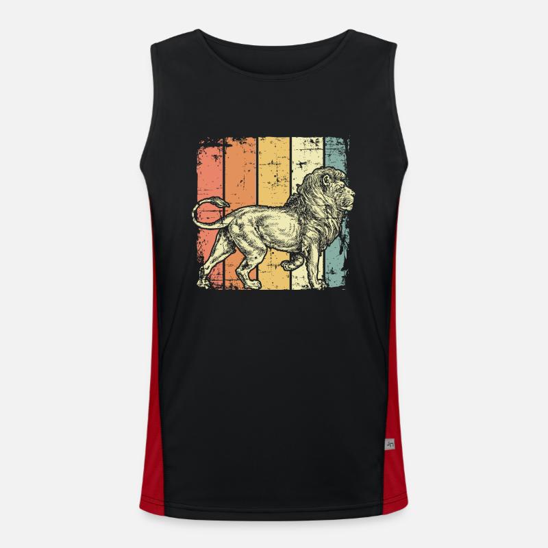 lion - Men's Functional Contrast Tank Top  - black/red