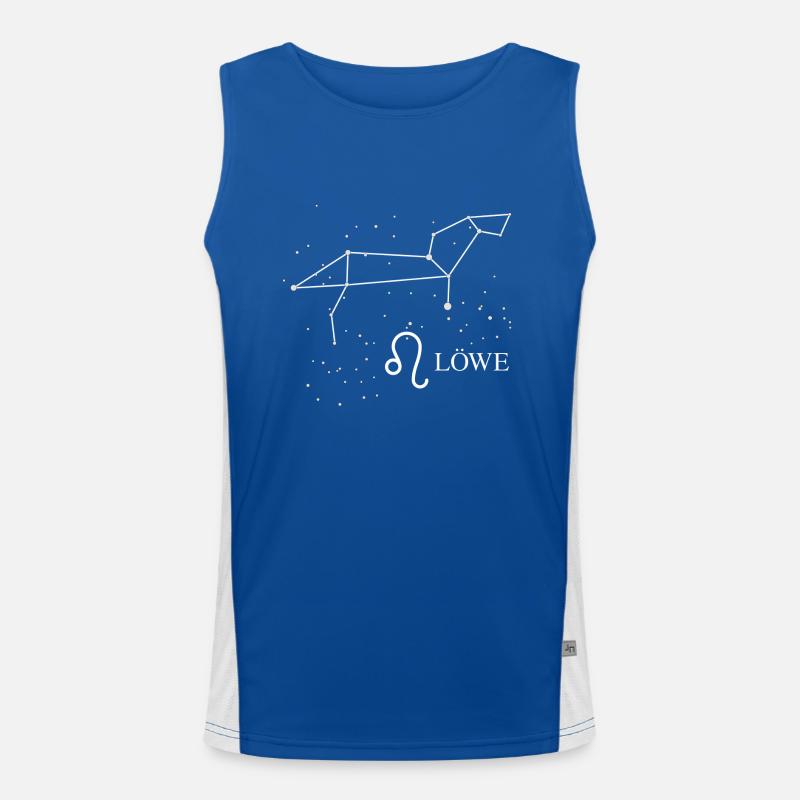 Tierzeichen Löwe mit Sternbild Funktionelles Kontrast-Tank Top für Männer 