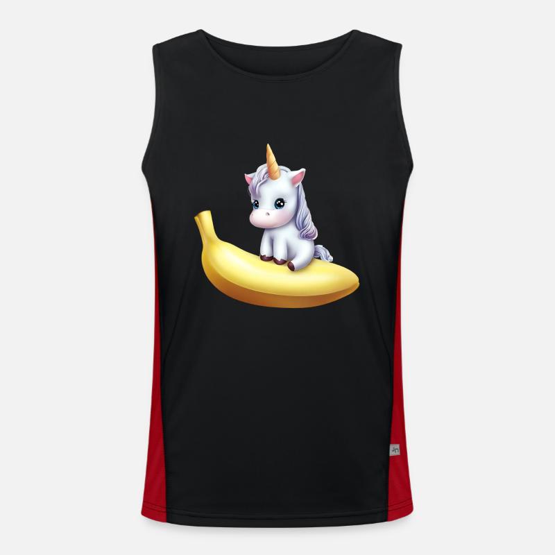 Einhorn auf Banane Funktionelles Kontrast-Tank Top für Männer 