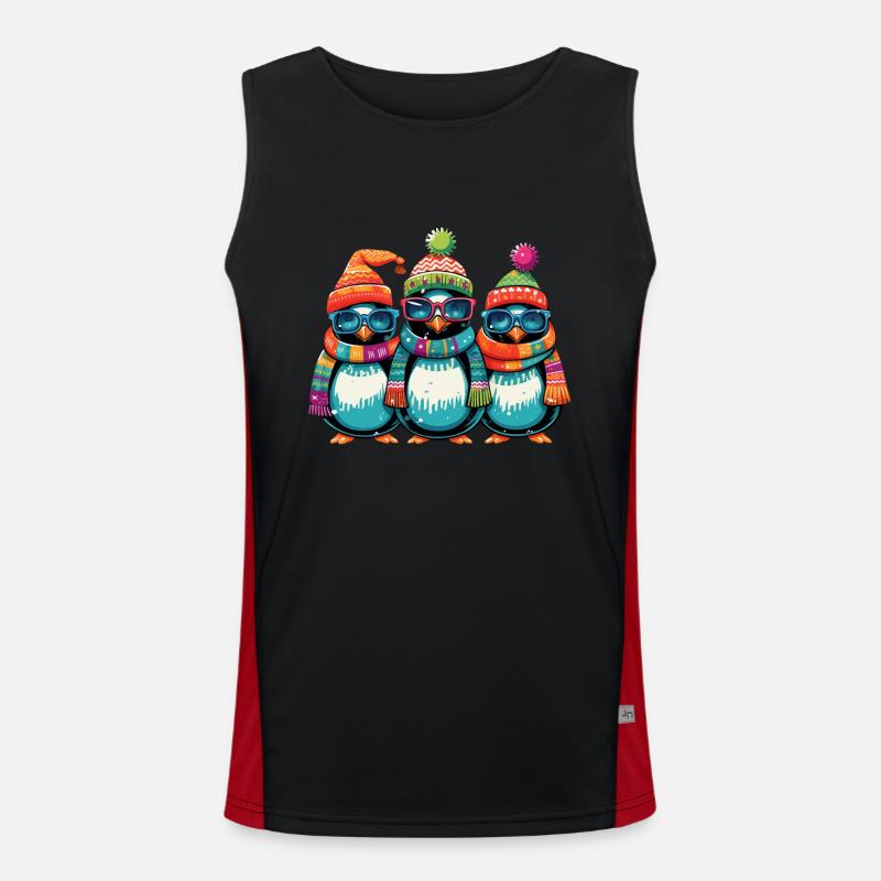 Drôle de Noël pingouins cool Débardeur respirant contrasté Homme 