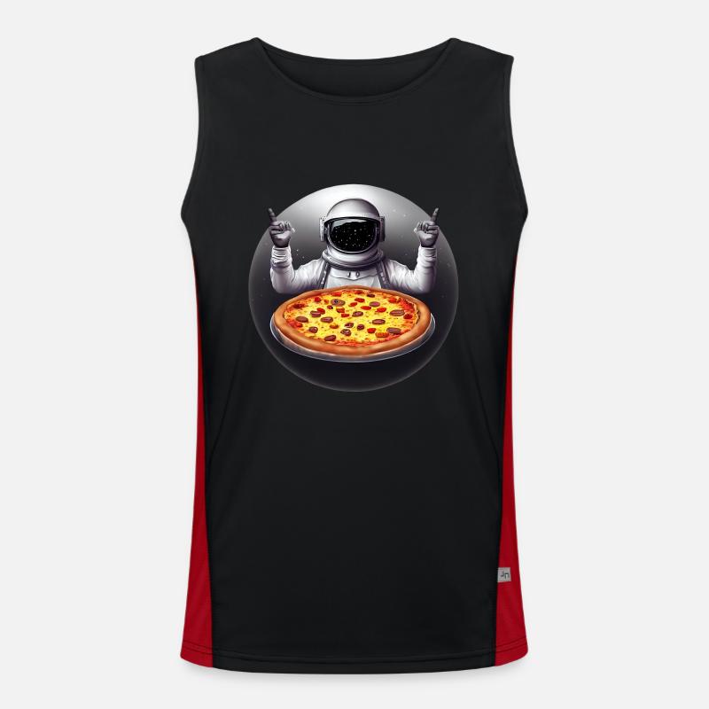 Pizza explorers in space - Men's Functional Contrast Tank Top  - black/red